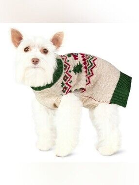 Vibrant Life NWT Beige/Green Holiday Truck Pet Sweater for Cats & Dogs Size XS